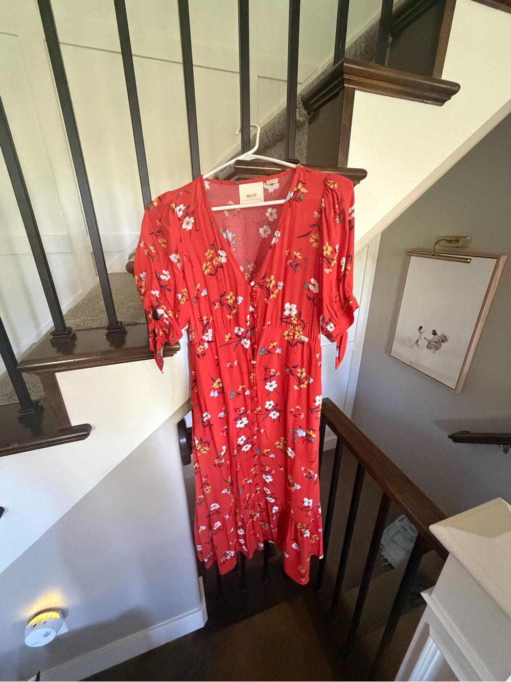 Anthropologie Red Floral Midi Dress